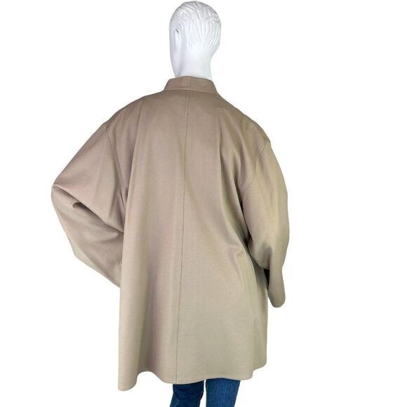Max Mara Vtg Lightweight Virgin Wool Twill Mid-Length Button Up Tan Coat Sz 6 - Picture 4 of 15